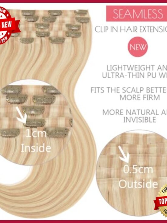 Seamless Clip-In Human Hair Extensions 14 Inch 7 Pieces 110g main image 4